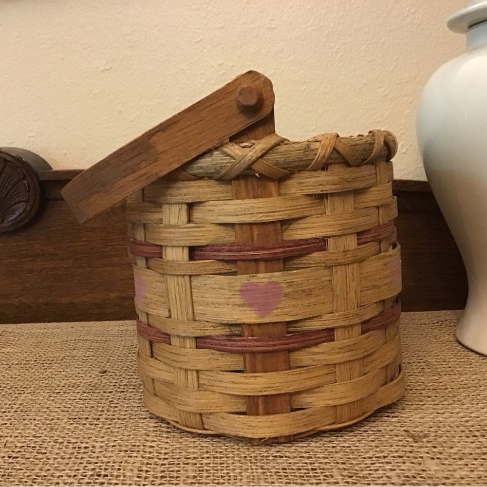 Vintage Signed Handmade Handled Basket